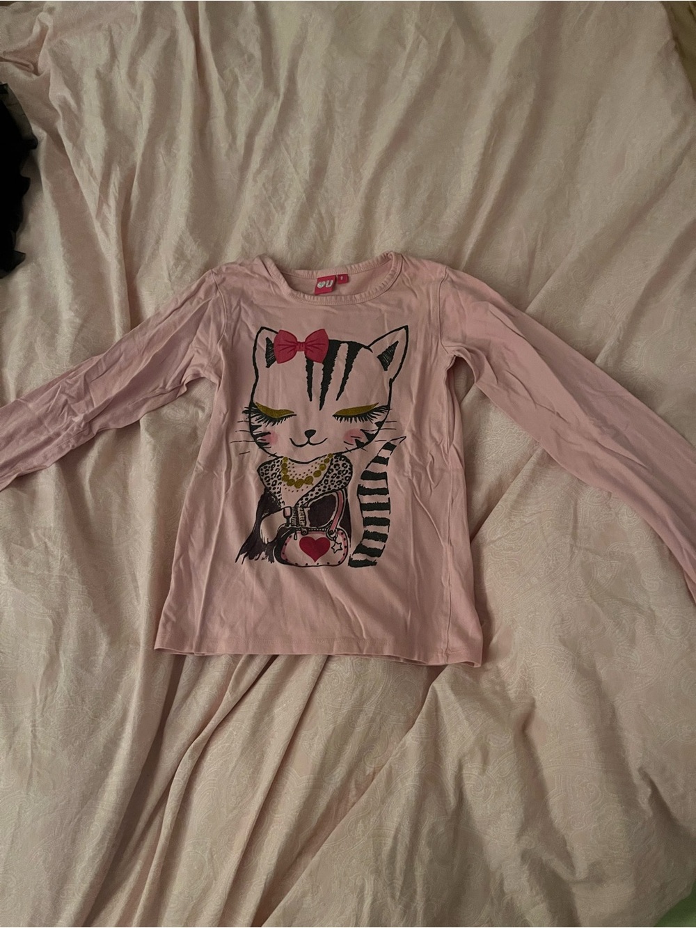 The Children's Place Pink Long Sleeve Tee with Kitty Graphic